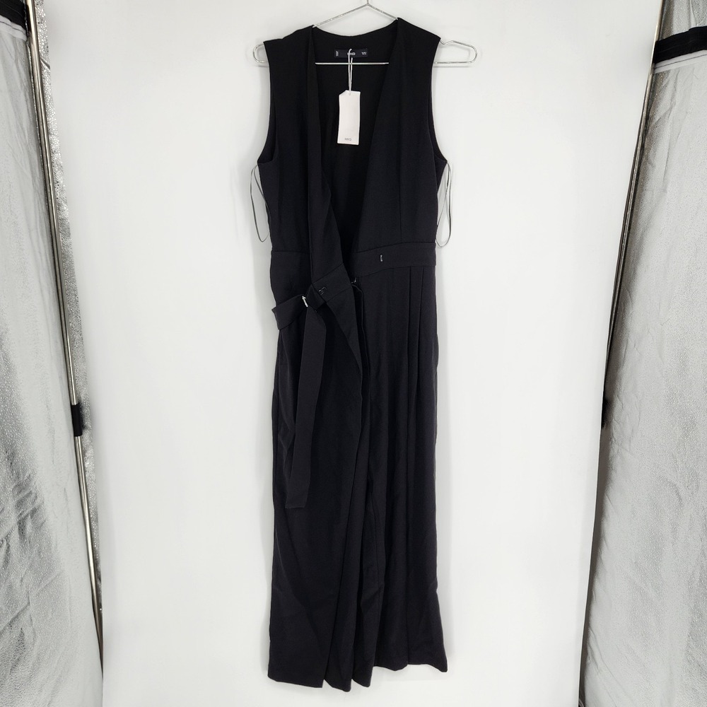 Mango Small Black Belted V-Neck Jumpsuit NWT